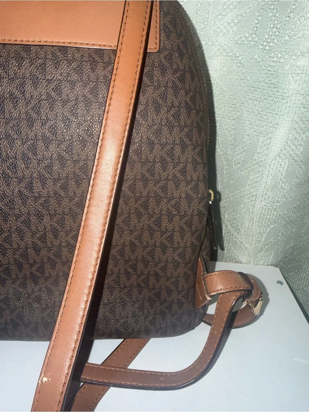 Michael Kors Brown Logo Studded Backpack & Wallet Set